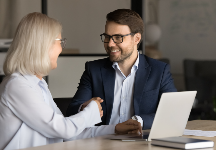 woman meeting with a CPA in Houston