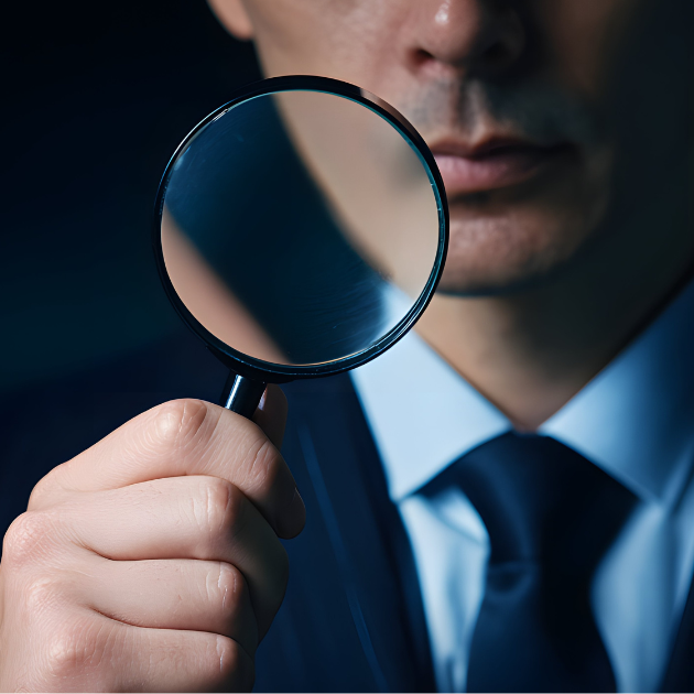 accountant holding a magnifying glass